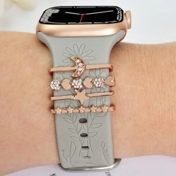 NEW 4 Engraved Apple Watch bands with Charms - Picture 4 of 4